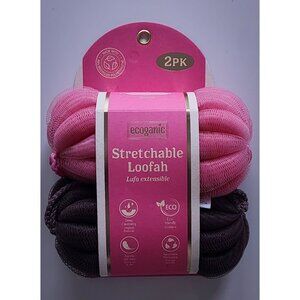 Ecogarnic Stretchable Loofah 2 Pack Eco Friendly Body Exfoliating Sponges